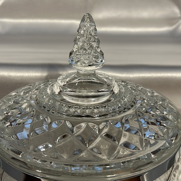Vintage Anchor Hocking Wexford Glass Ice Bucket with Lid & Tongs Diamond Shaped - Picture 3 of 12